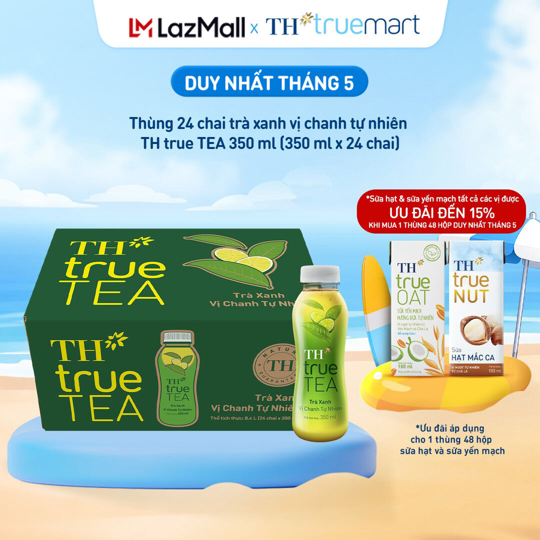 Thùng 24 chai trà xanh vị chanh tự nhiên TH true TEA 350 ml (350 ml x 24)