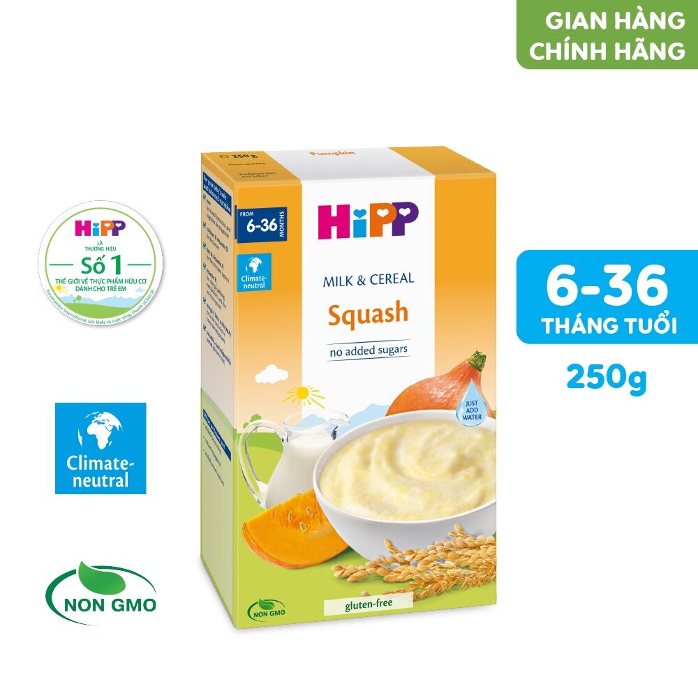 Bột ăn dặm dinh dưỡng Sữa, Chuối, Đào HiPP Organic 250g(Date 31.8.23)