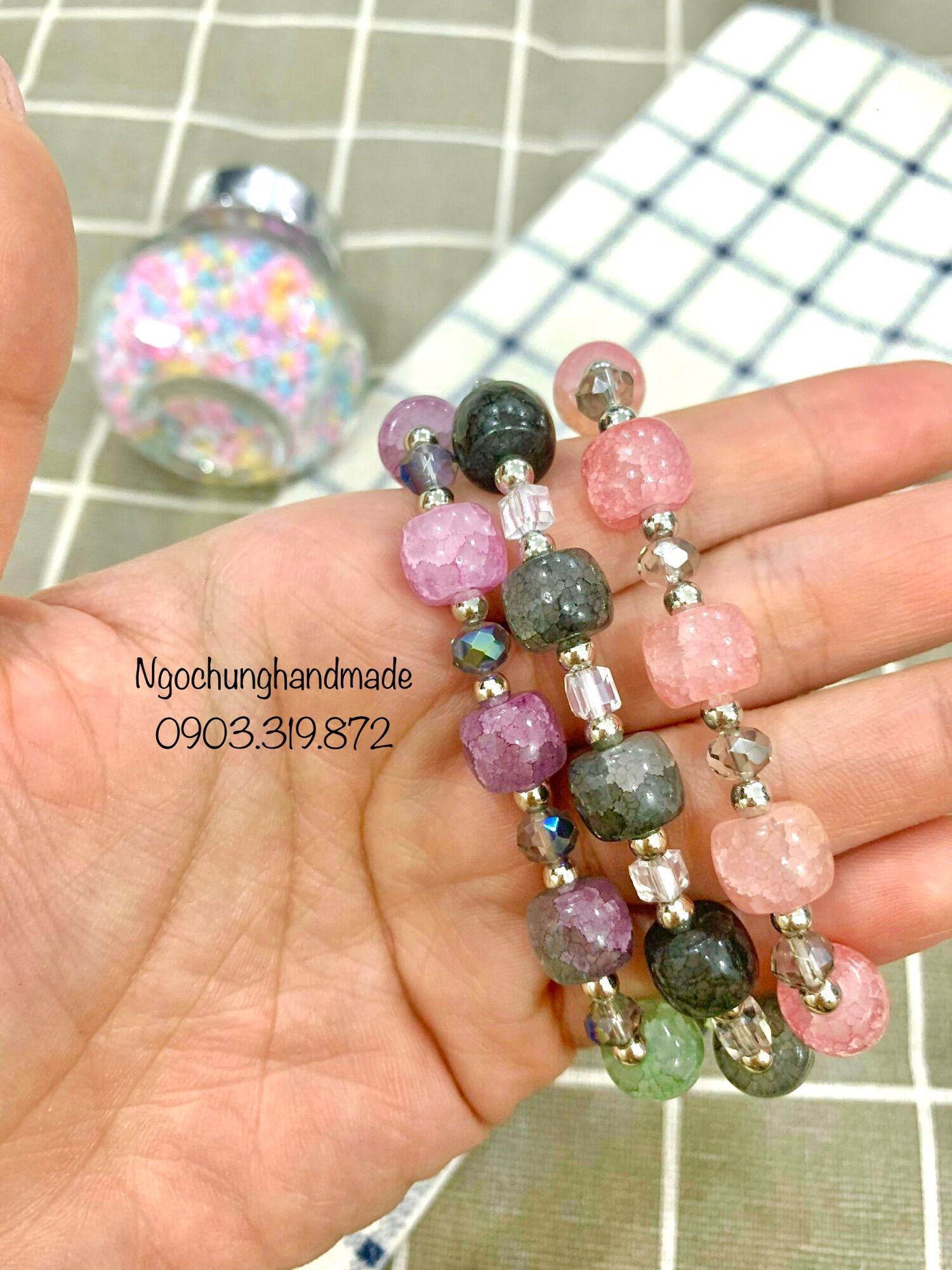 Vòng tay hạt thủy tinh cao cấp 10mm