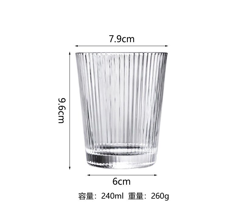 Cốc thuỷ tinh miệng loe, vân sọc siêu xinh (dung tích 250ml, 360ml)