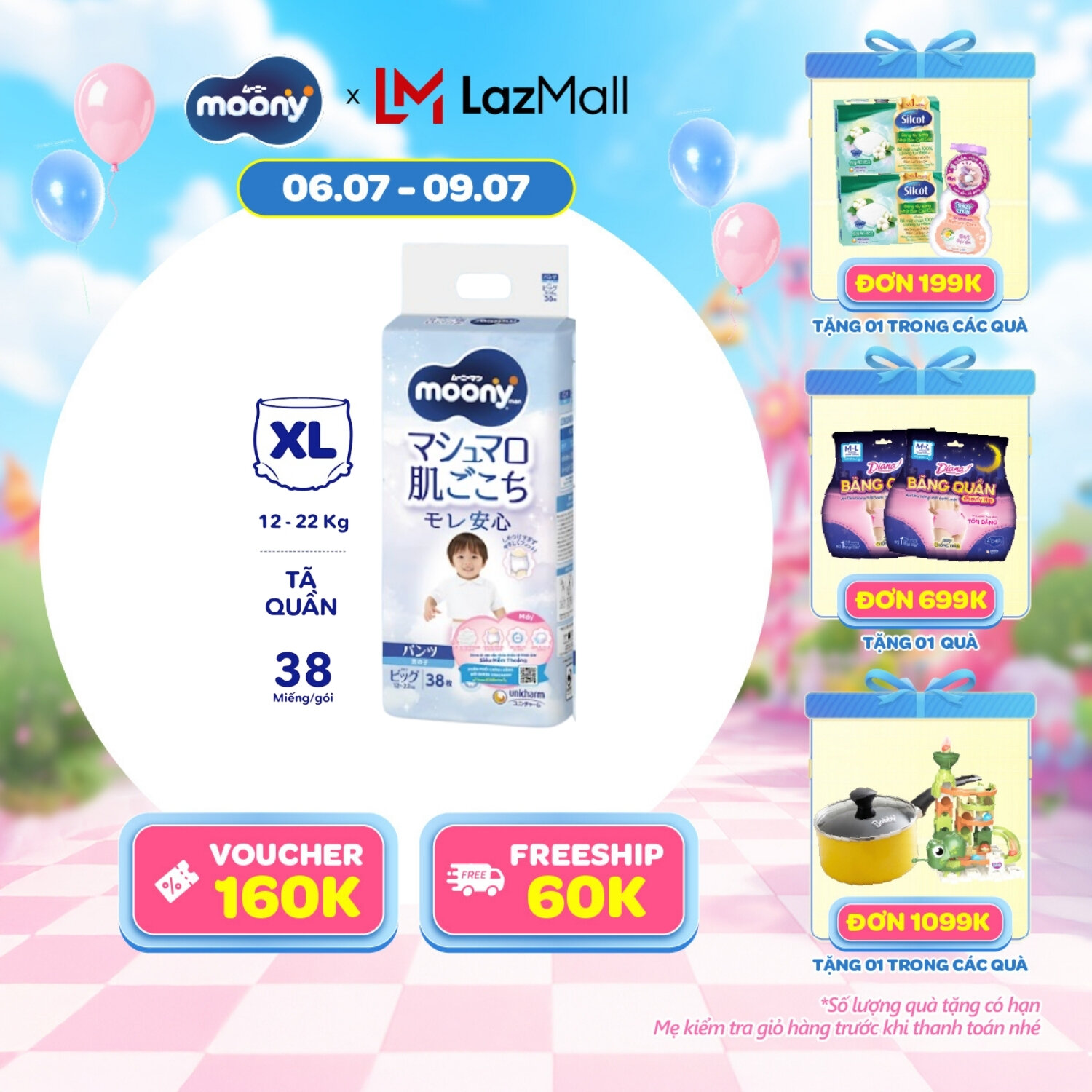 [SALE CUỐI THÁNG QUÀ SLCH] Tã quần cao cấp Moony Bé Trai XL38 miếng - Nhập khẩu từ Nhật Bản