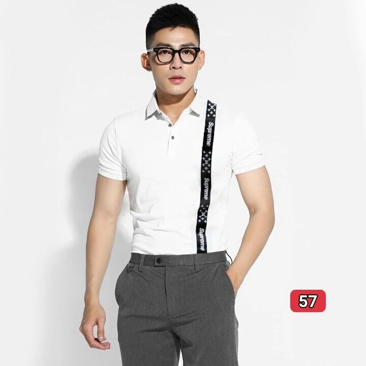 Áo thun nam có cổ ngắn tay màu trắng