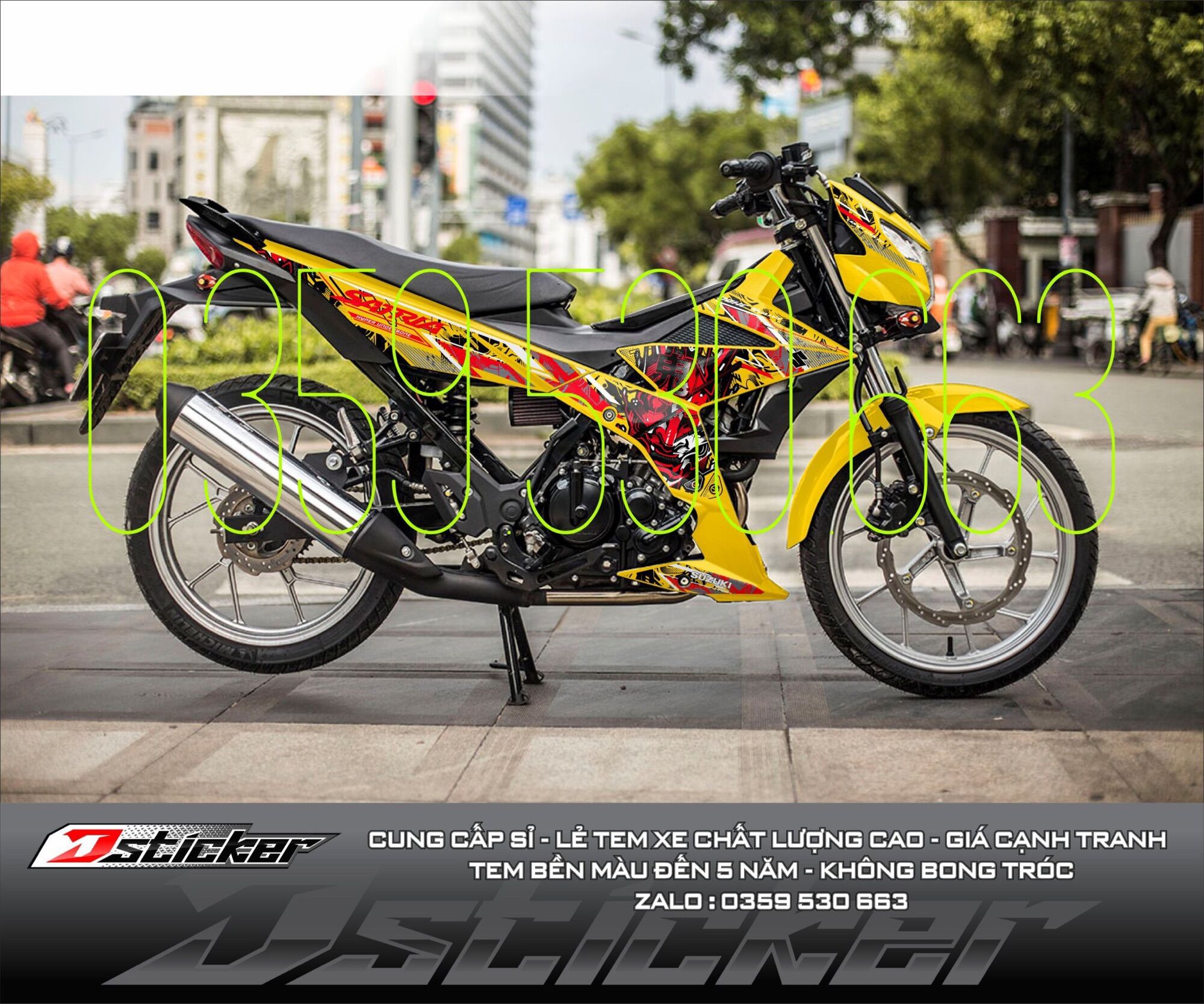 Tem rời Satria xe vàng - mẫu Samurai đỏ cực chất