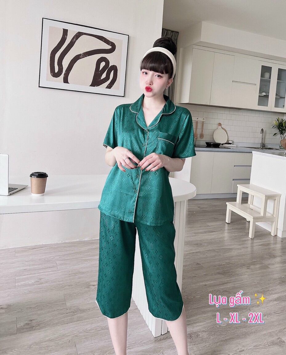 Đồ Bộ Mặc Nhà Pyjama Nữ Lụa Gấm Lửng Hàng Có Size