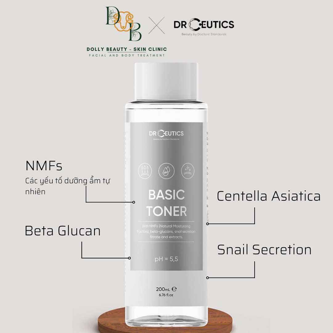 Dung dịch cân bằng độ pH BASIC TONER của DrCeutics - Chăm sóc da mặt - Nước hoa hồng và Xịt khoáng - pH 5.5 - 200ml - Chính hãng 100% - Cung cấp đầy đủ giấy tờ