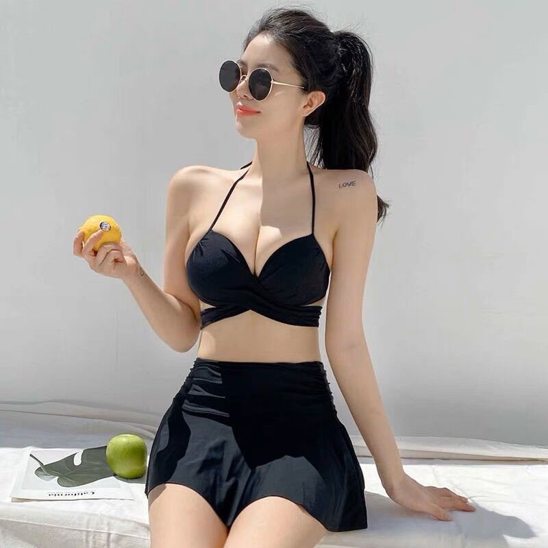 Đồ bơi nữ nâng ngực che khuyết điểm phối váy xoè phong cách Hàn Quốc đi biển bơi đẹp áo tắm Bikini SG.