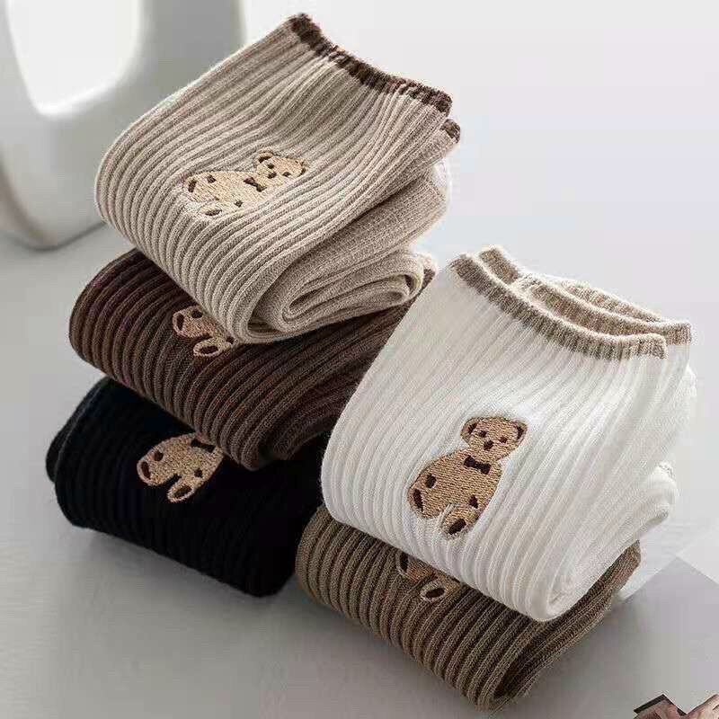 Sét 5 đôi tất cao cổ hình gấu người lớn