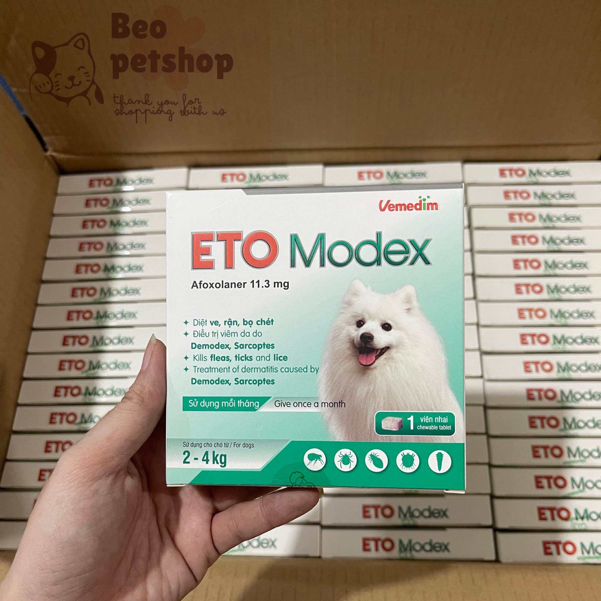 ETO Modex_Viên nhai sạch ve, rận, bọ chét Vemedim