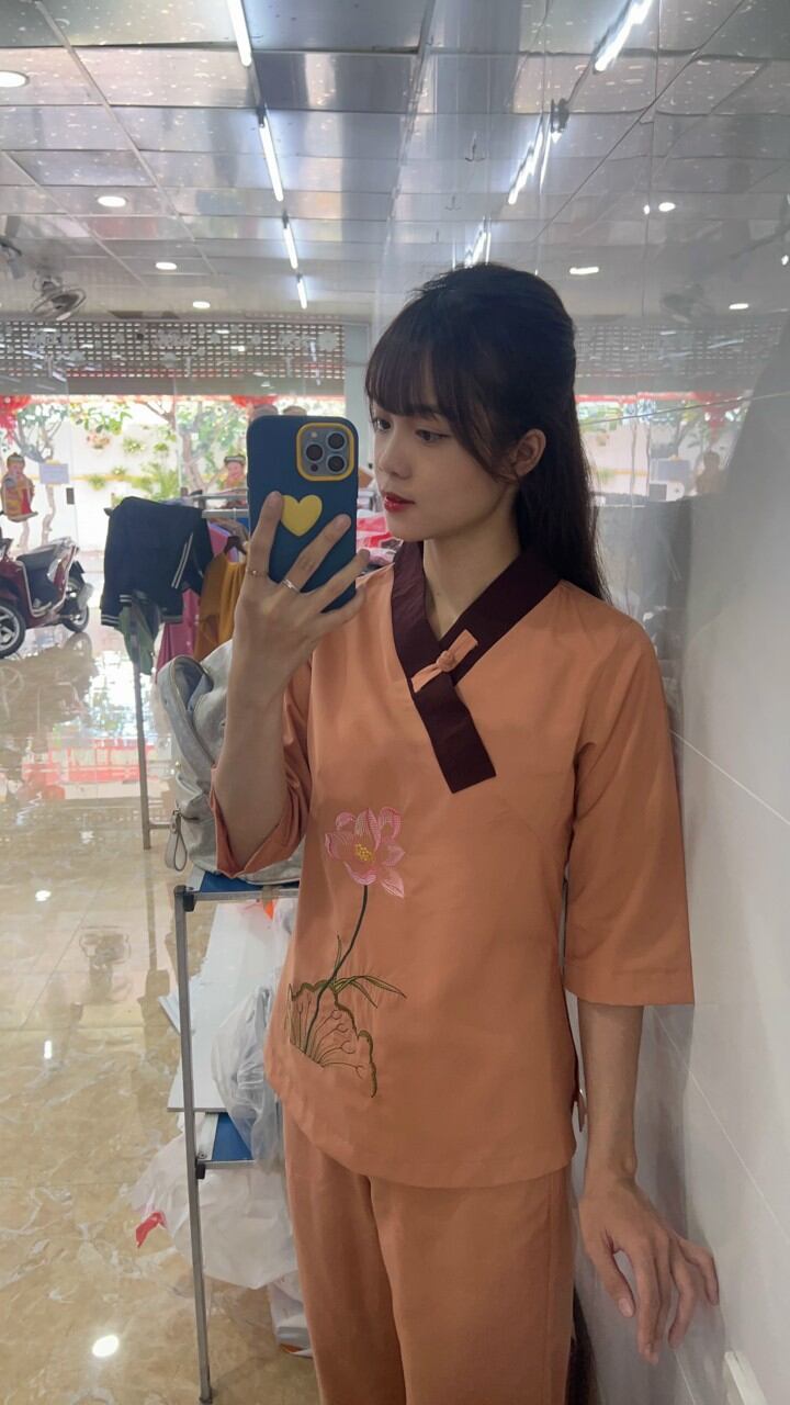 Đồ lam đi chùa, đồ phật tử vải kate 1 nút