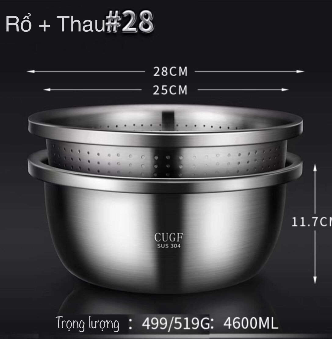 Bộ thau rổ Inox 304 CUGF - T89