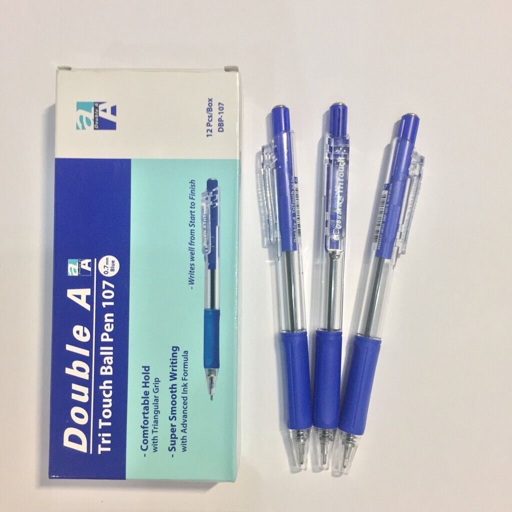 Bút bi Double A Tritouch 0.7mm chính hãng 12 cây/hộp , bút Double A đầu bi 0,7mm viết trơn nét đẹp
