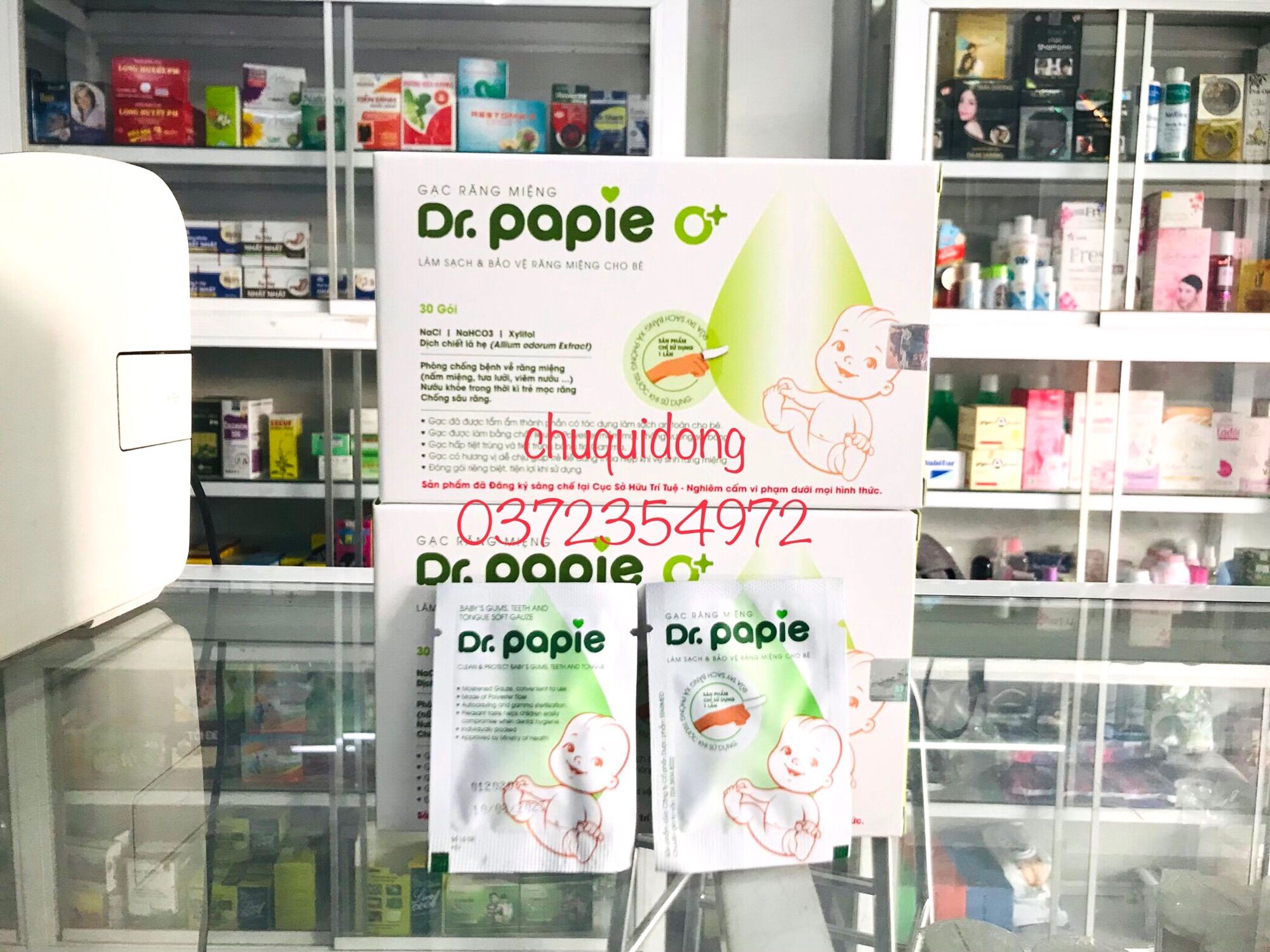 Gạc rơ lữoi Dr papie vệ sinh răng miệng cho trẻ hộp 30 gói