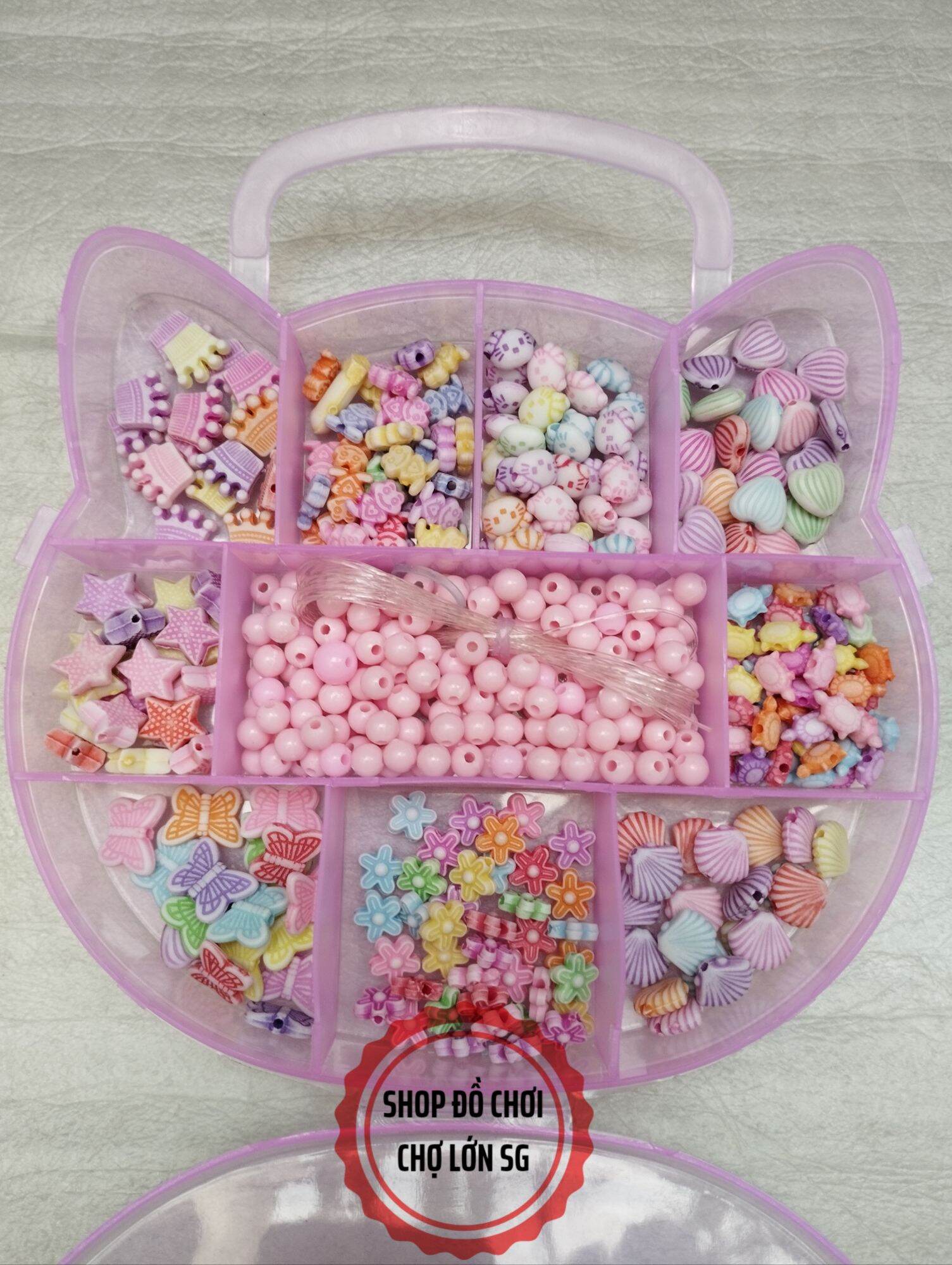 Hộp xỏ chuỗi vòng tay vòng cổ hello kitty cho bé gái