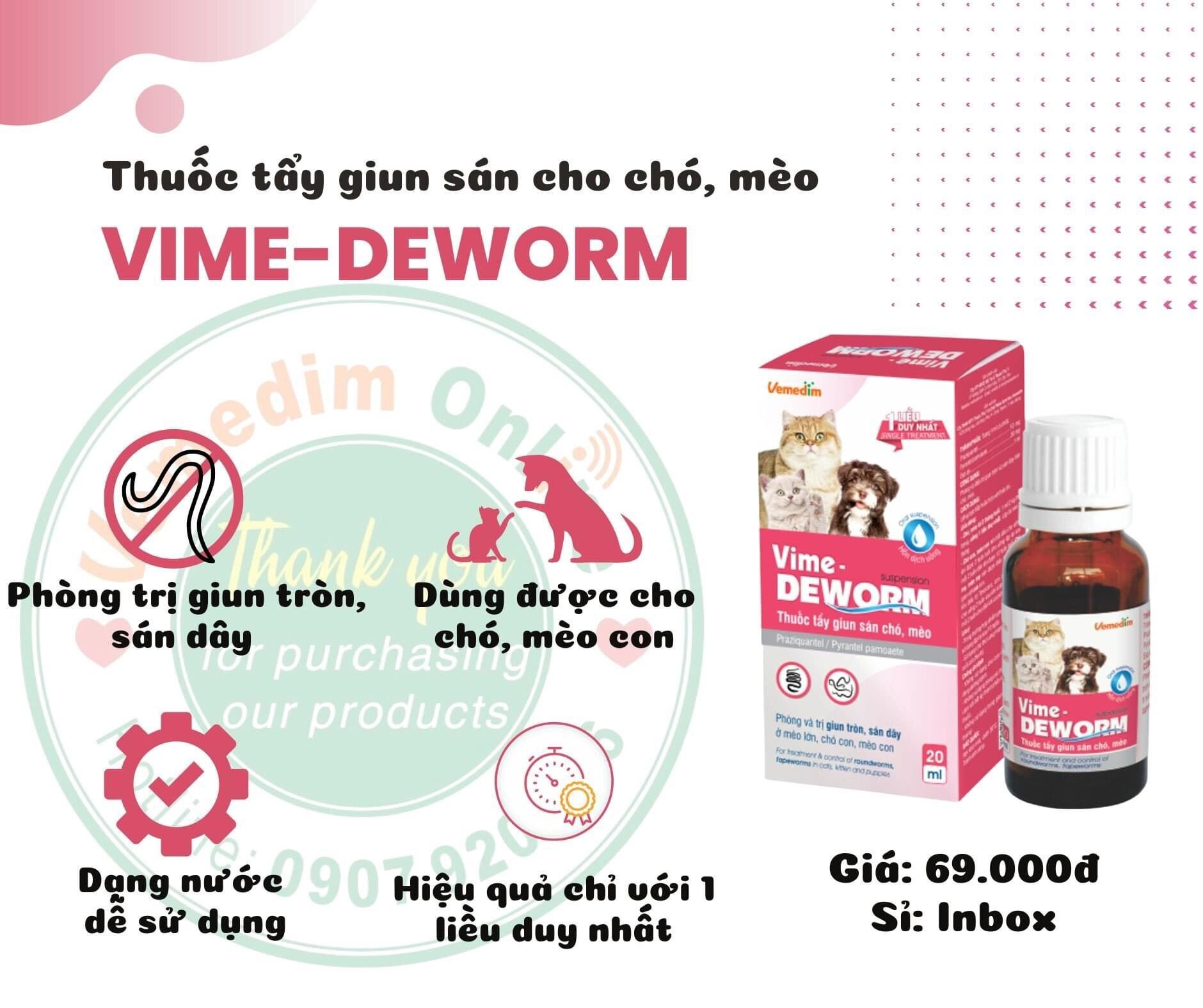 VIME-DEWORM_Thuốc Tẩy Giun Sán Cho Chó, Mèo Dạng Nước | Lazada.vn