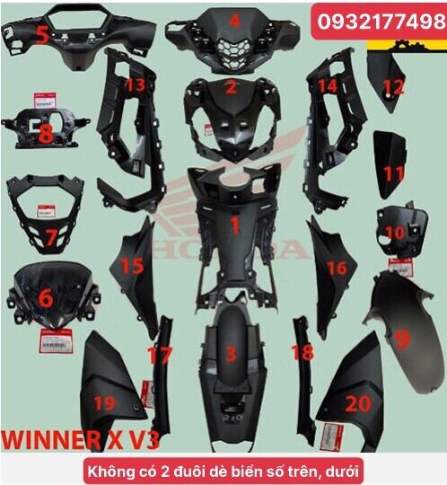 Nhựa nhám 20 món winner x v3 2022, 2023 zin chính hãng hondq
