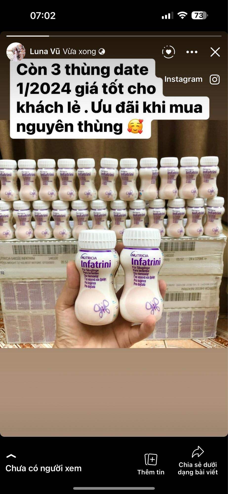 Sữa nước dinh dưỡng Infatrini 125ml cho bé 0-18m