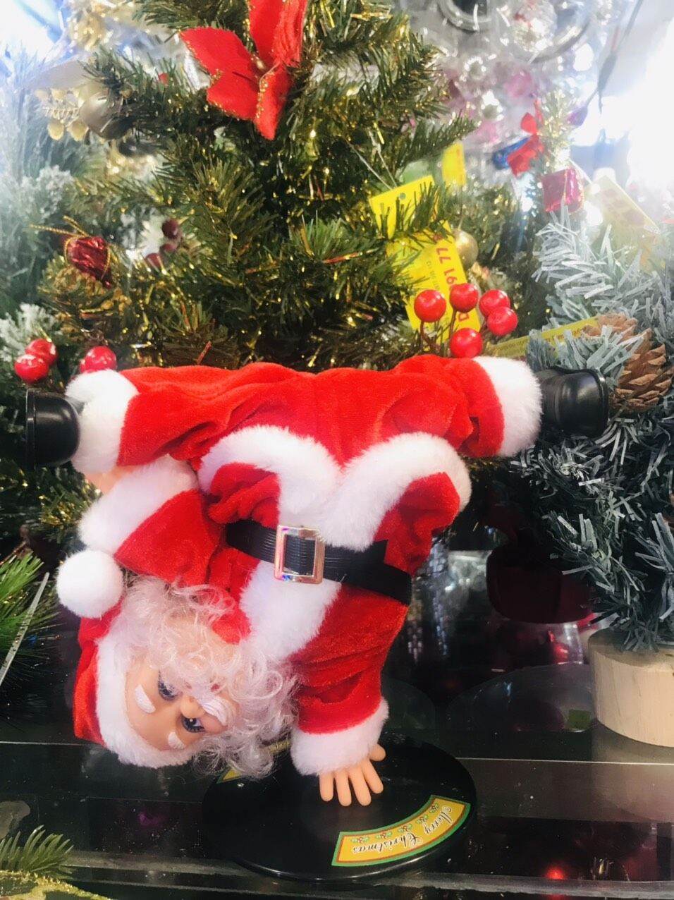 ĐỒ CHƠI ÔNG GIÀ NOEL PIN CHỐNG TAY XOAY,PHỤ KIỆN TRANG TRÍ GIÁNG SINH