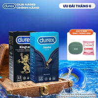 Combo 1 hộp Bao cao su Durex Kingtex 49mm 12 bao & 1 hộp Bao cao su Durex Jeans 52.5mm 12 bao