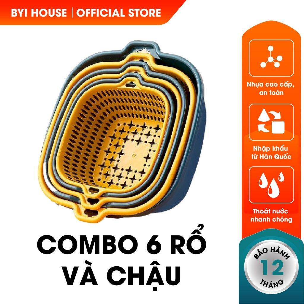 Combo rổ 6 món rổ nhưa 3 chậu 3 rổ nhưa cao cấp