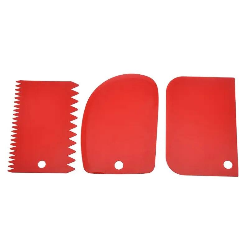 3 cái/bộ đỏ trang trí công cụ nướng bột cắt scraper nhựa bột scraper dày ba mảnh Kem scraper