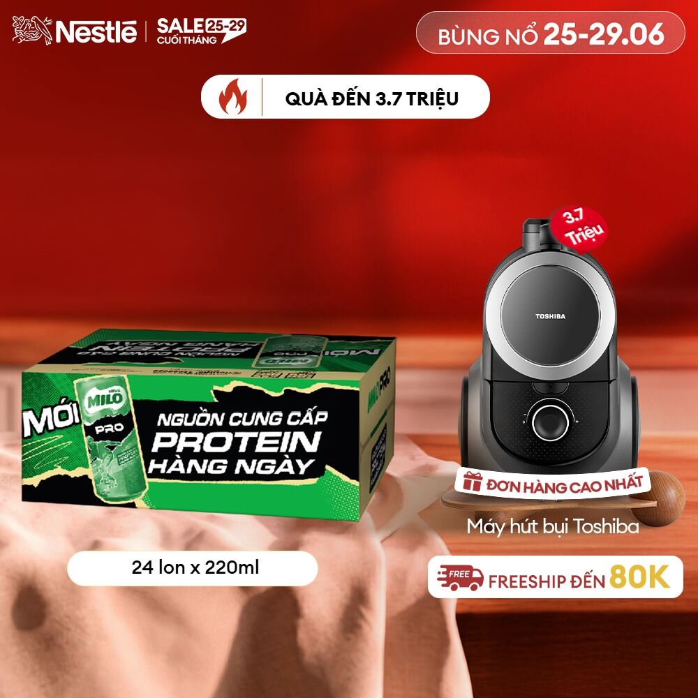 Thùng 24 lon Sữa lúa mạch Nestlé Milo Pro (24x220ml)