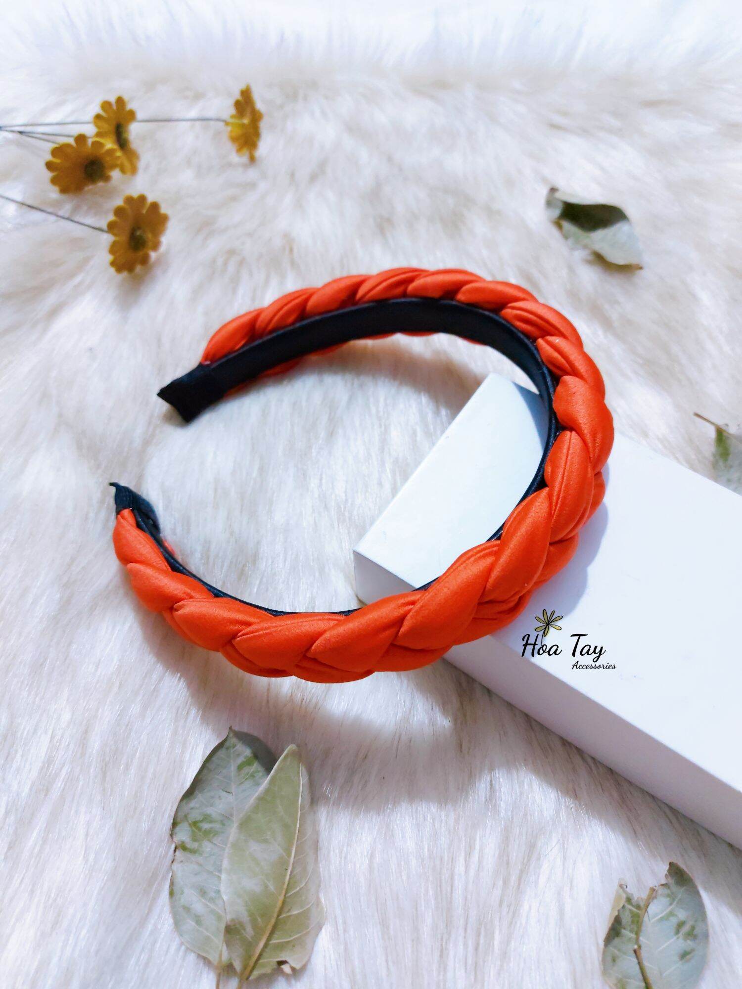 Cài tóc tết/Mấn cài tóc dạng tết bím vải lụa trơn
