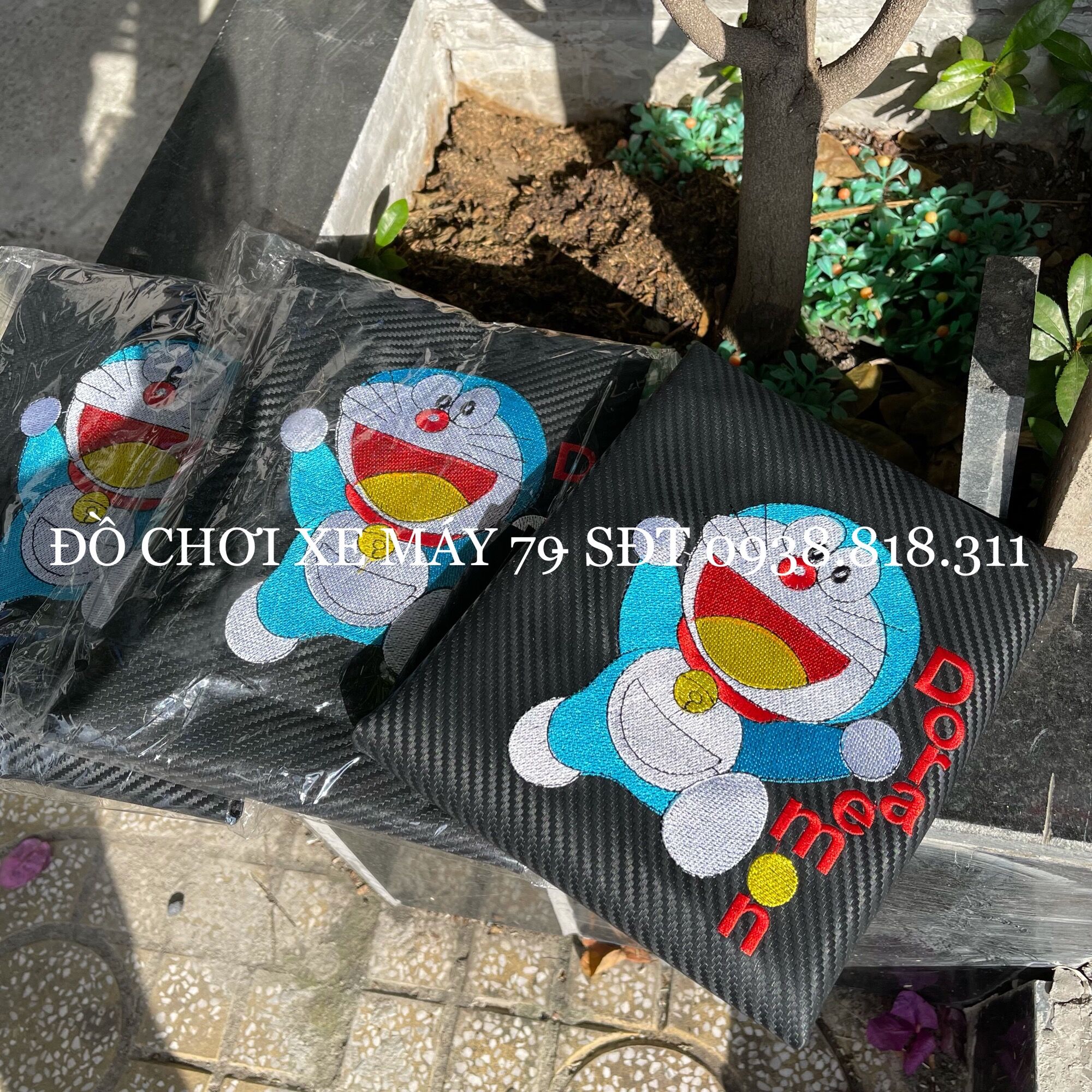 Da yên thái thêu carbon hình Doraemon