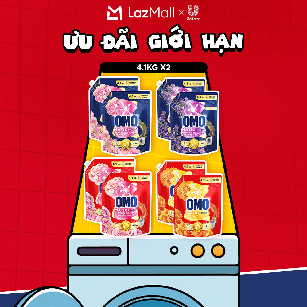 (Livestream) - Combo 2 túi nước giặt OMO Matic cửa trước 4.1kg/túi/ Chuyên Gia Giữ Màu 3.8KG (túi)