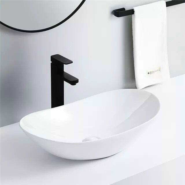 Lavabo sứ để bàn thuyền, ovan Trắng (không bao gồm vòi labo, xã labo)