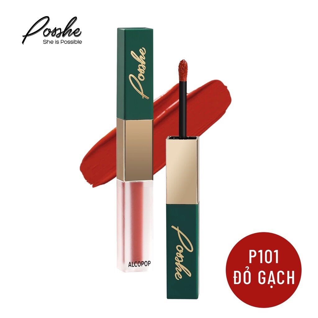 Son siêu lì 2 đầu posshe p101 - đỏ gạch bền màu