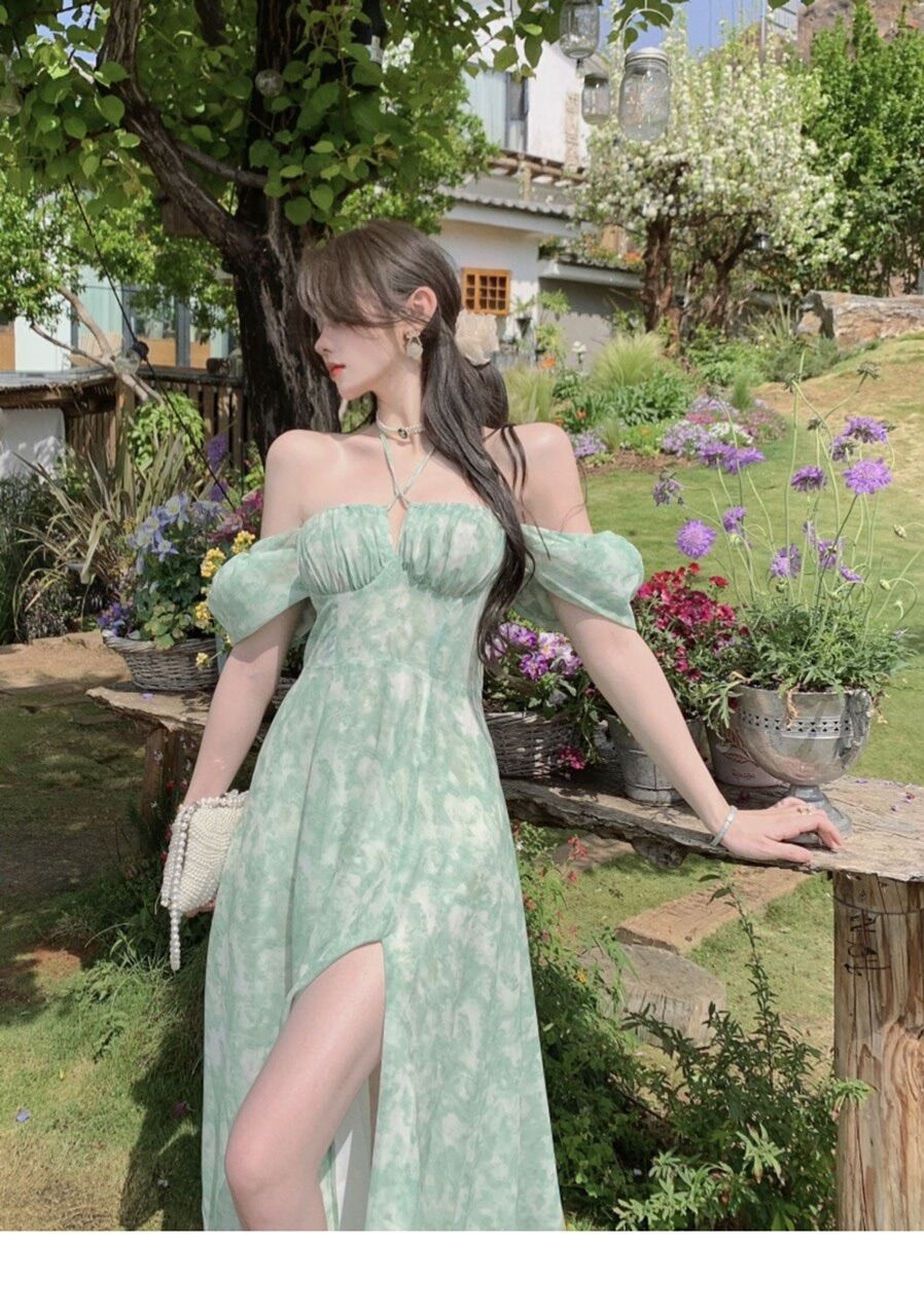 💗💗 Đầm maxi voan hoa cổ vuông. Có mút phối dây rút ngực💗💗