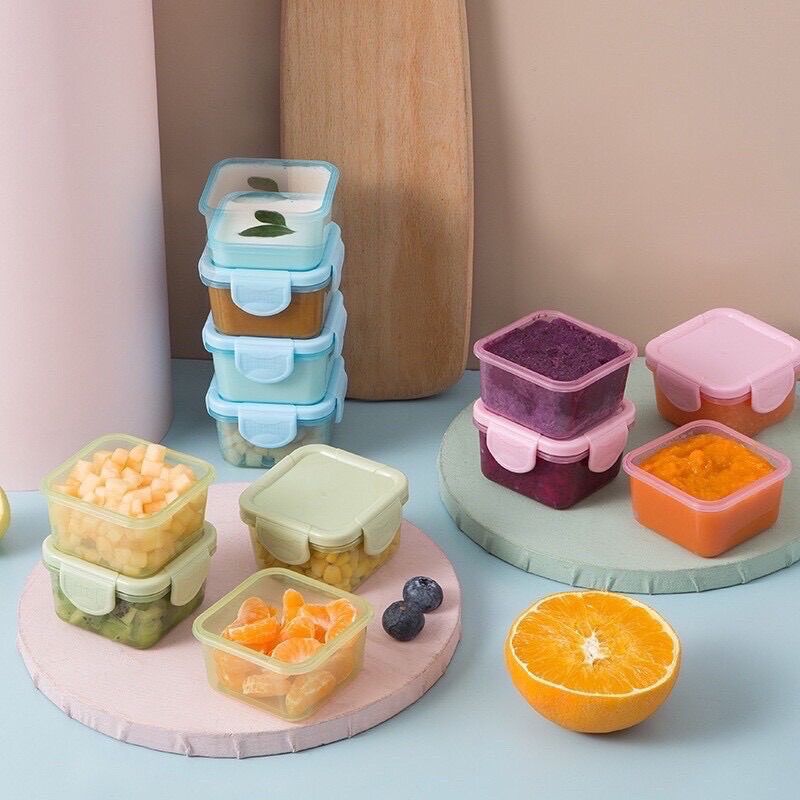 Set 2c Hộp Trữ Đông ,Khay Trữ Đông Có Nắp 60ml Bảo Quản Đồ Ăn Dặm Cho Bé, Chống Rò Rỉ