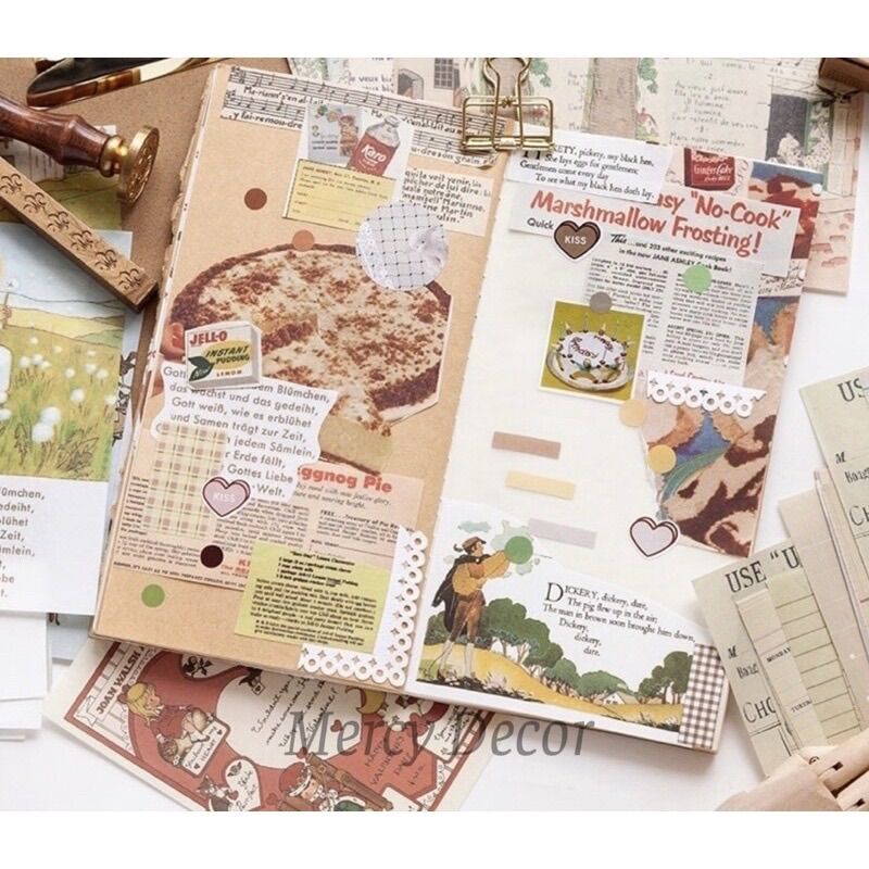 Set Giấy Retro Vintage - Junk Journal Paper - Mercy