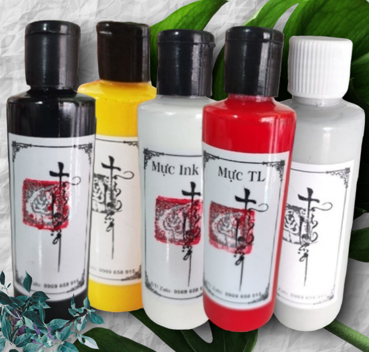 Mực viết thư pháp 120ml, màu đen, đỏ, vàng, xám và trắng