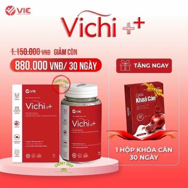 Thảo mộc giảm cân vichi ++ hỗ trợ giảm béo an toàn giảm mỡ hiệu quả tặng v.iên khóa cân 30 vi.ên
