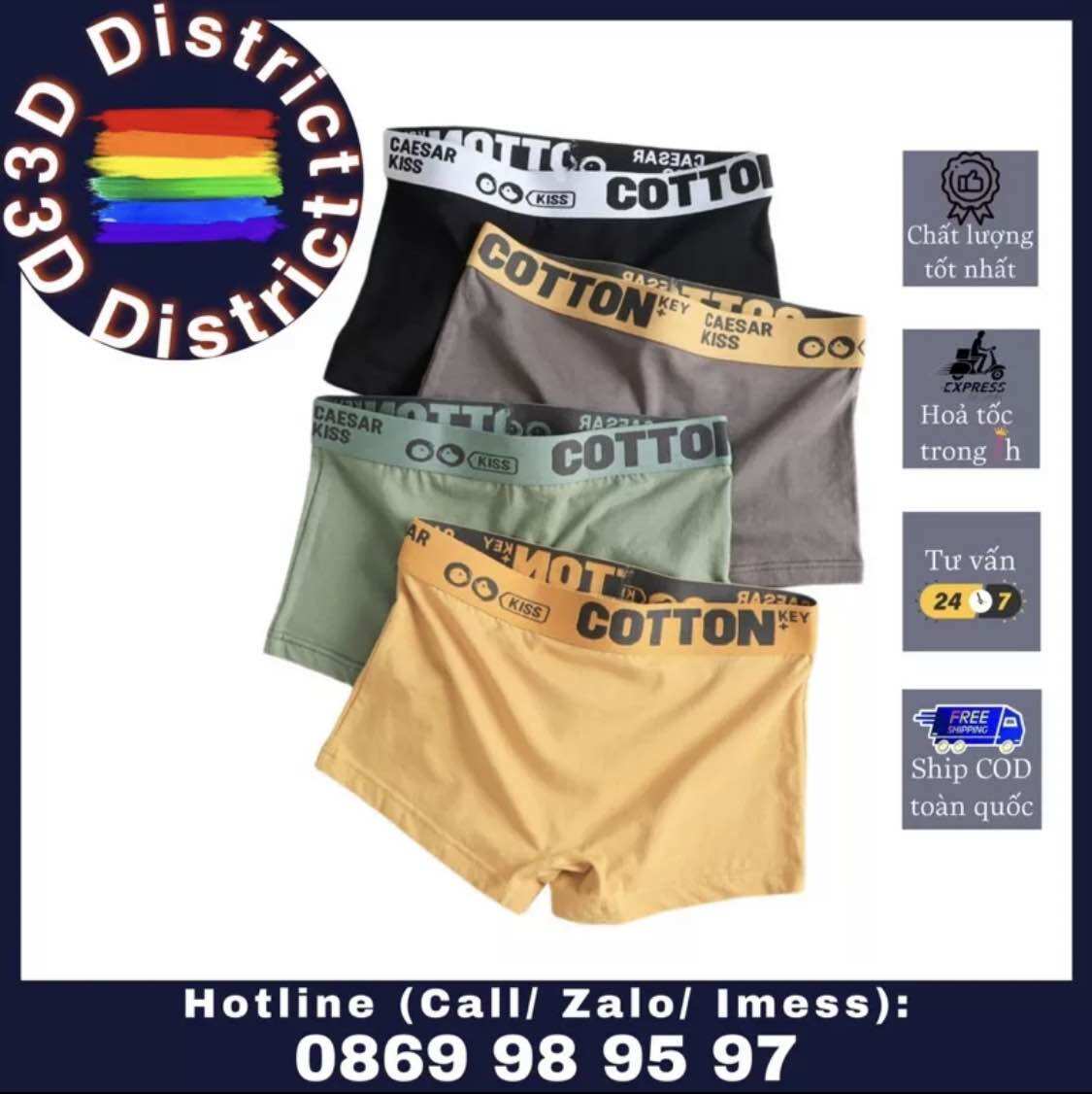 Quần boxer Cotton Kiss, quần sịp đùi nữ/tomboy/lgbt, quần lót bản to cho transguy