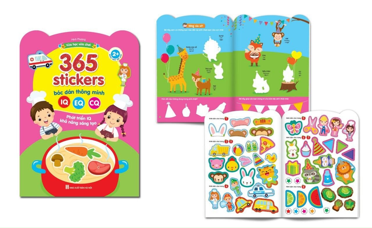 combo 6 tập 365 sticker bóc dán thông minh cho bé