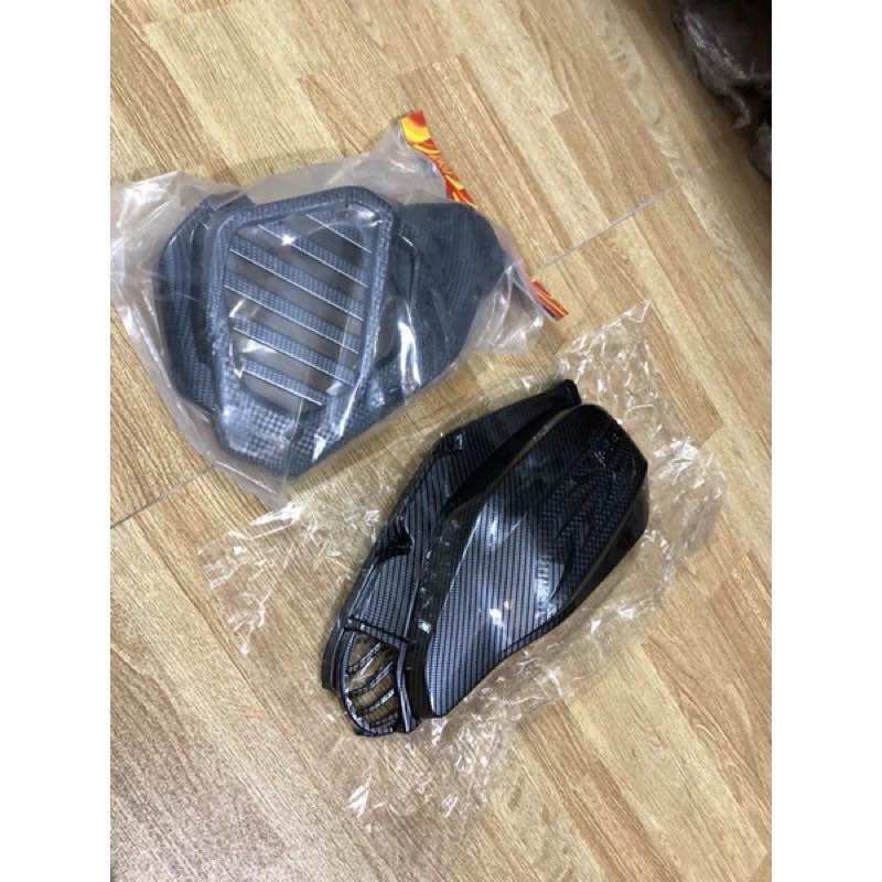 Trọn bộ 3 món Ốp bầu gió (pô e)+Ốp quạt gió (xe SH mode đời 2013->2019) nhựa abs các bon cao cấp đen bóng