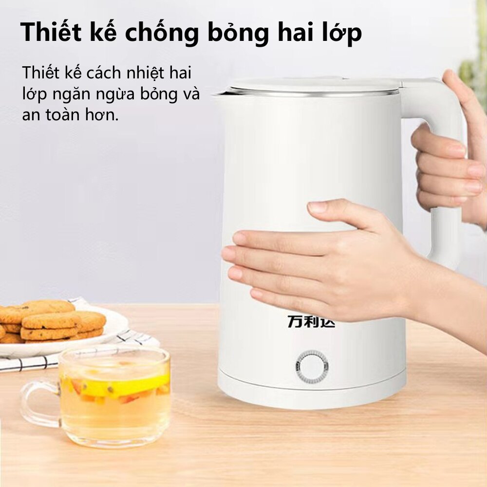 Swokii ấm đun nước siêu tốc, 2.3L ấm siêu tốc, 1500W bình đun nước siêu tốc, lót inox 304, bình siêu tốc, với chức năng tự động tắt và bảo vệ đun sôi khô, Thiết kế cách nhiệt hai lớp