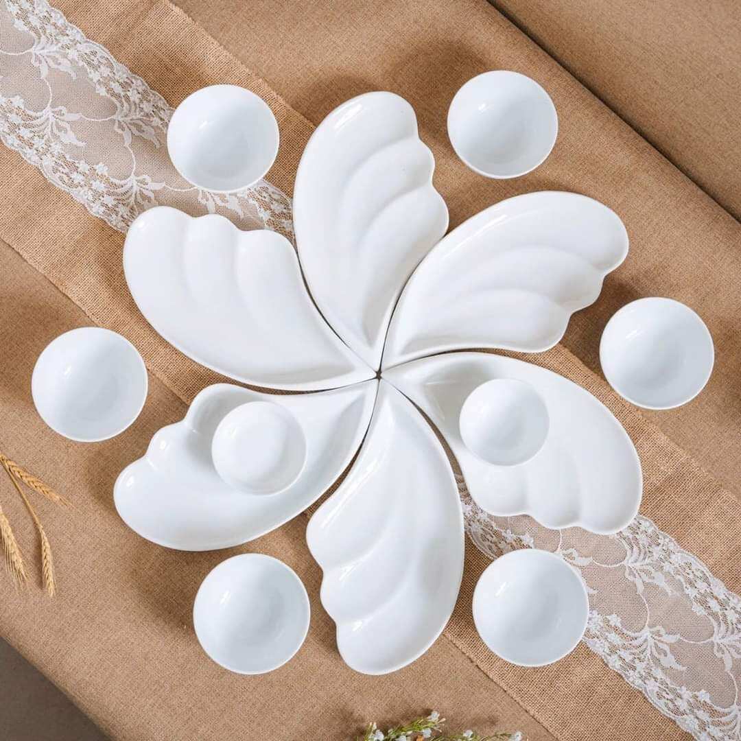 Bộ bát đĩa trắng sứ minh châu loại 1 hàng cao cấp