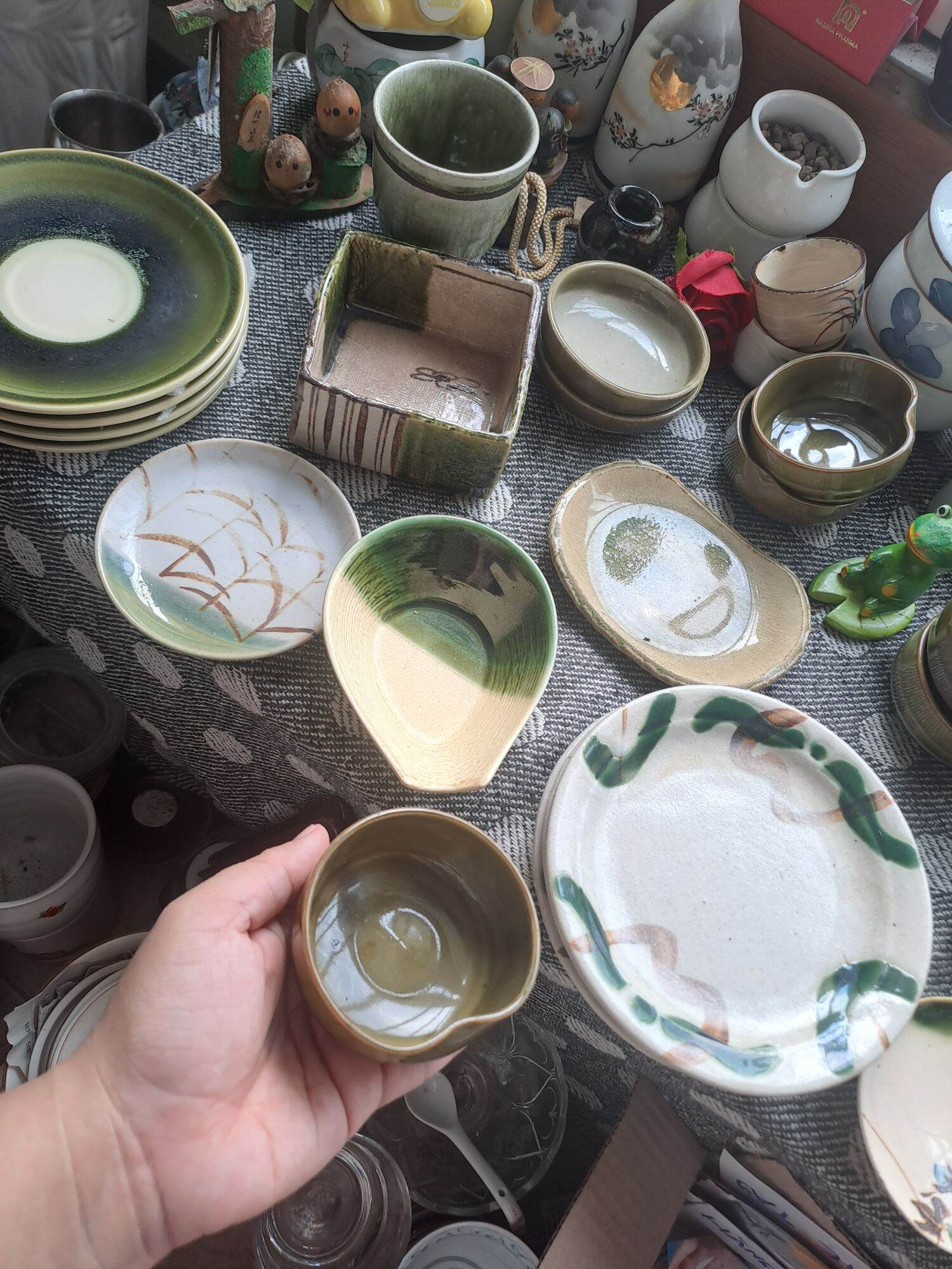 Thố chén dĩa màu xanh rêu Gốm sứ nhật 2hand