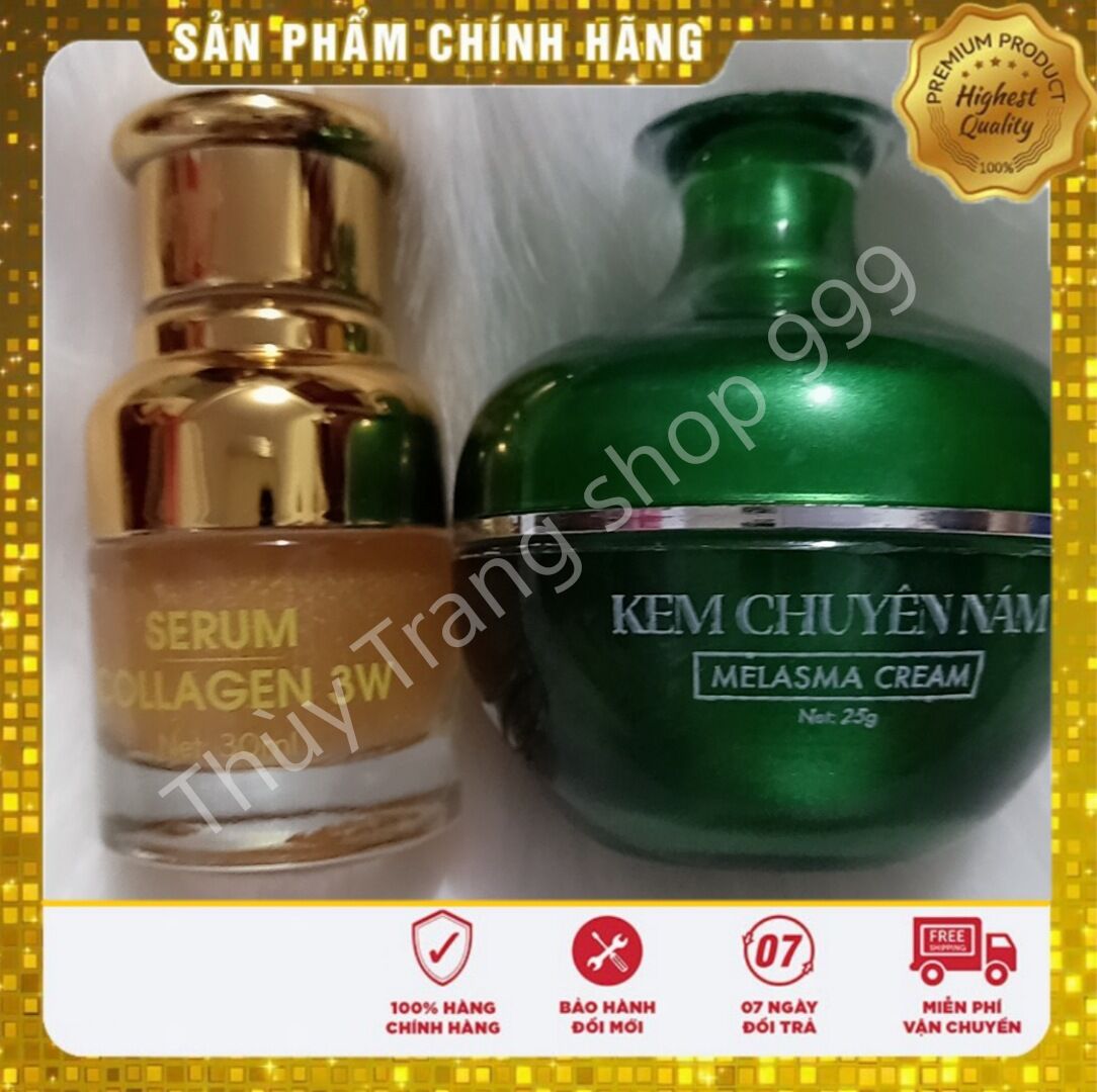 Combo kem face chuyên nám Huỳnh Đỗ, serum collagen 3w