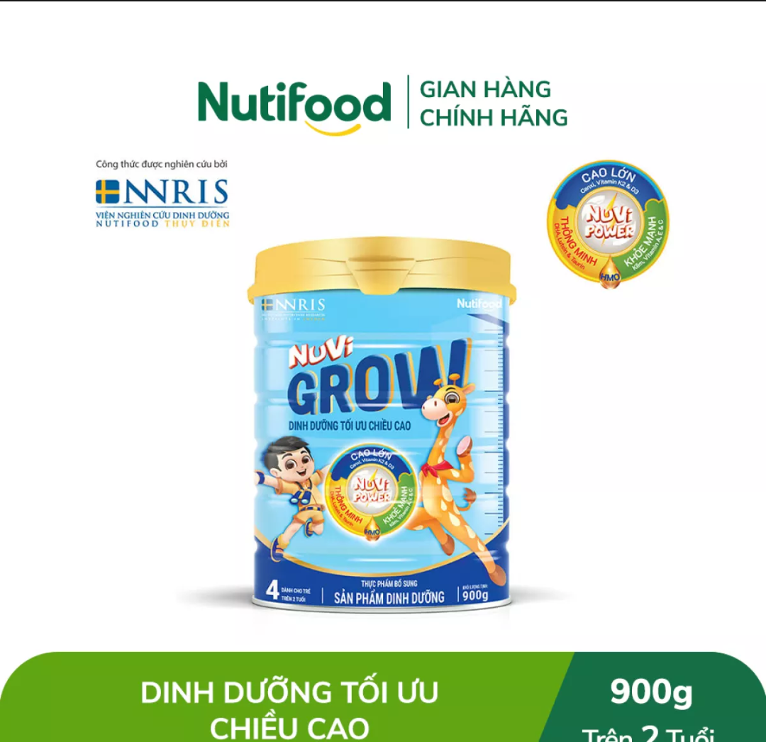 Sữa bột pha sẵn Nuvi Grow 4 cho trẻ trên 2 tuổi -phát triển chiều cao của Nutifood (bao bì mới của Nuvita Grow)-lon 900g -hsd 2023 thumbnail