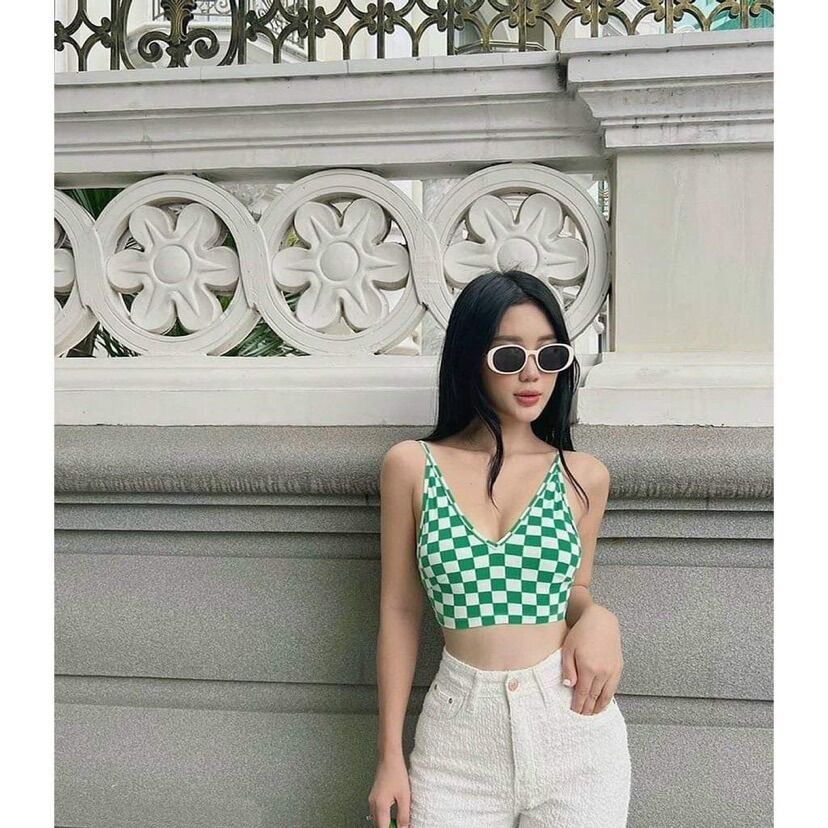 Áo ba lỗ cổ V/ áo croptop caro C3