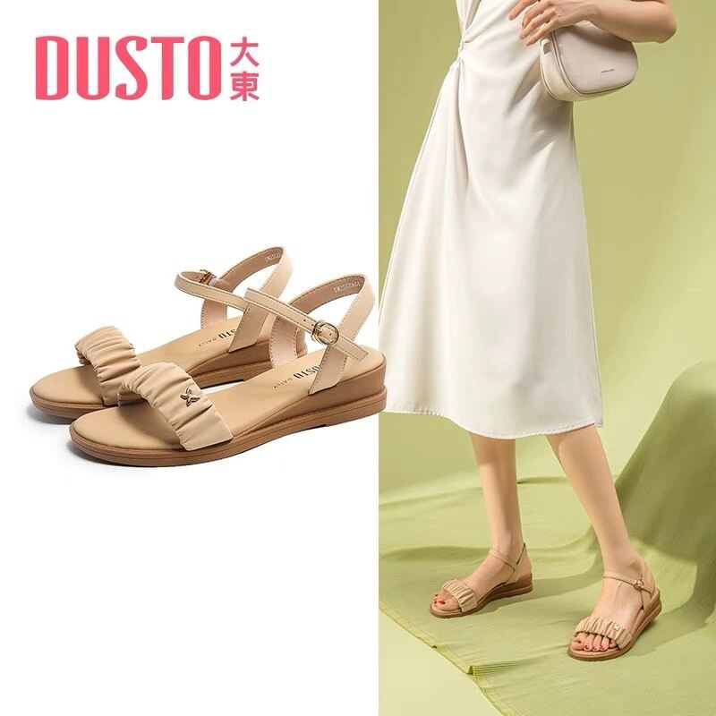 Dusto/dadong Giày Sandal Một Từ Thường Ngày Mùa Hè 2023 Dép Nữ Mới Gót Trung Bình Và Thiết Kế Gấp Gọn Dành Cho Thanh Niên