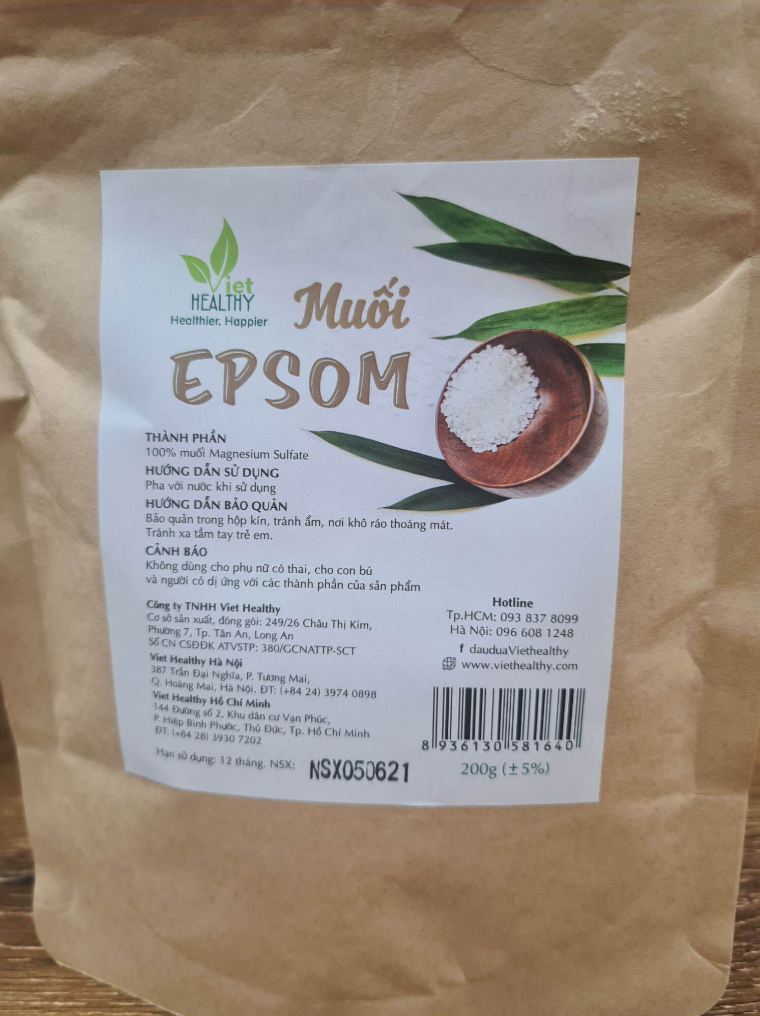 Muối Epsom 200g Viethealthy