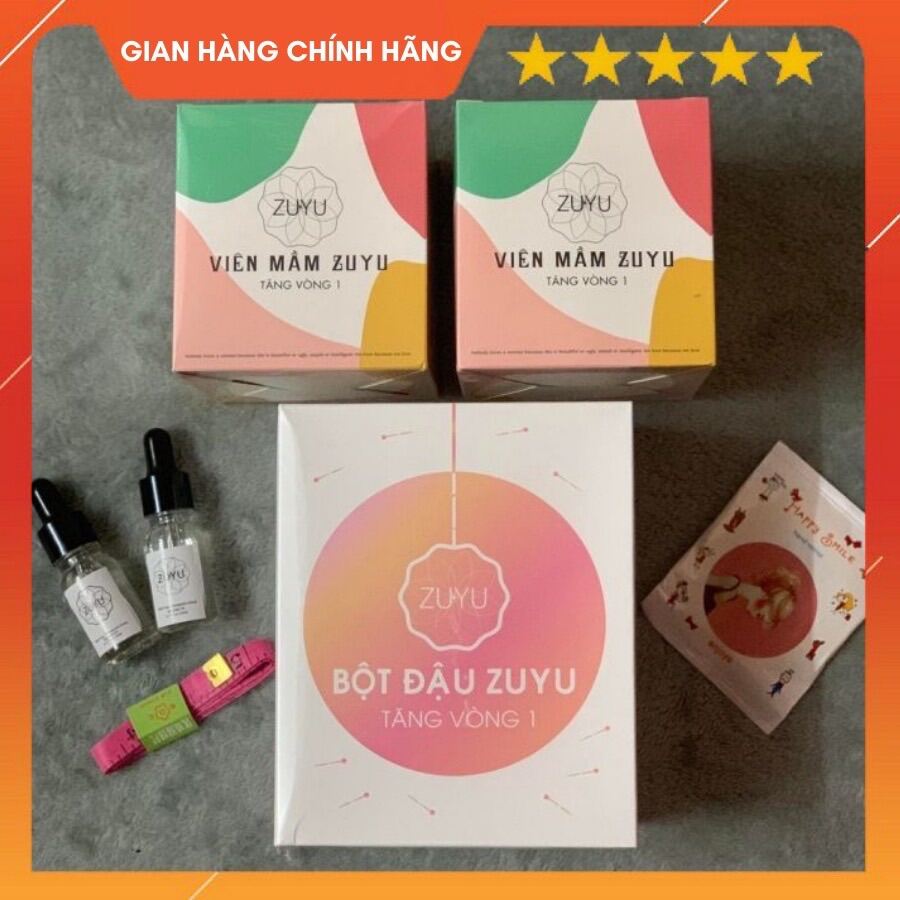 Combo ZuYu Tăng vòng 1 Tặng Kèm Serum Massage Ngực + Thước Đo + Mặt Nạ