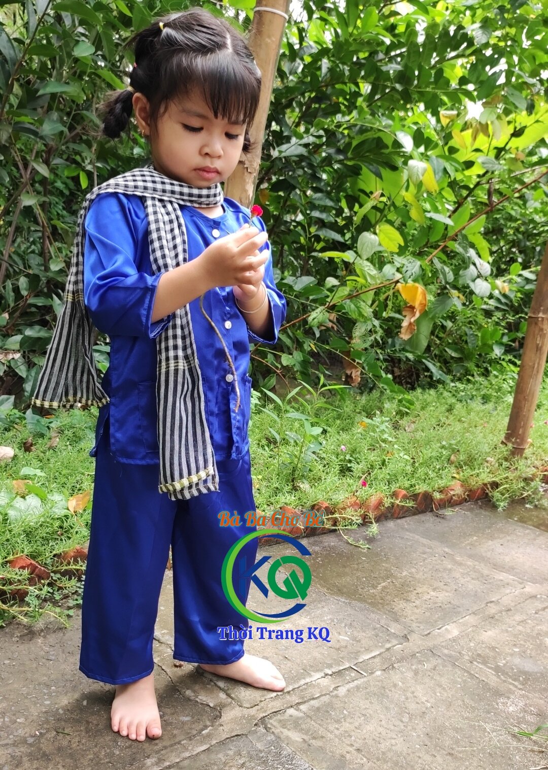 Bà Ba Cho Bé (8-45kg) - Bộ Dài Màu Trơn Vải Phi Lụa