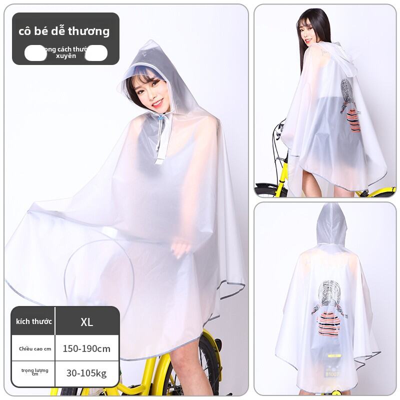 Áo Mưa Xe Đạp Chống Nước Trong Suốt Nhẹ Cho Nam Nữ Đi Học Đi Làm Bằng Nhựa PVC Chống Mưa Mùa Đông