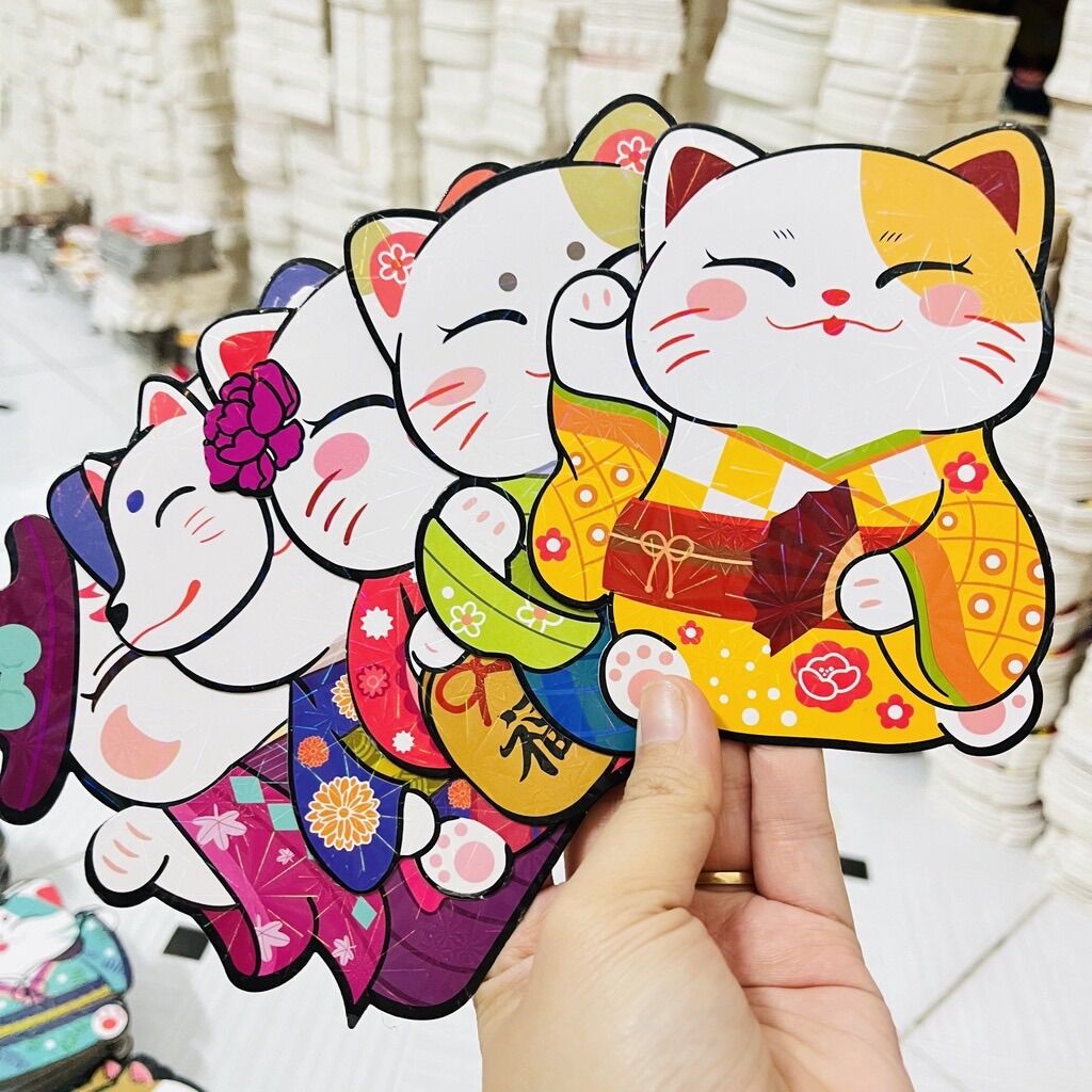 [Set 10 bao] Bao Lì Xì Chibi Hình Con Mèo Tết 2023